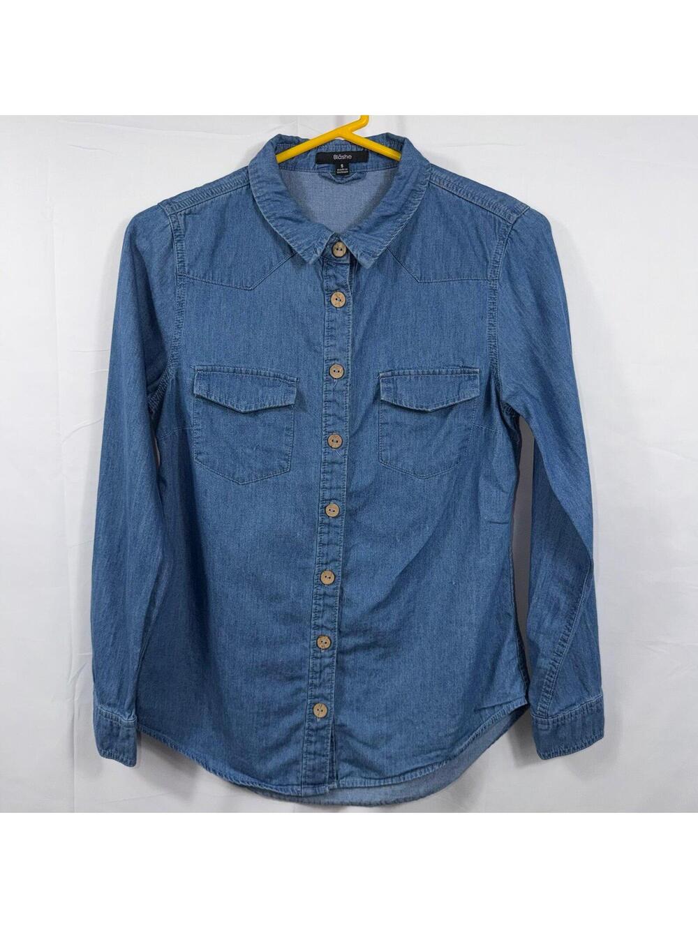 Bläshe Chambray Button Front Shirt Women’s Small Lightweight Denim Top